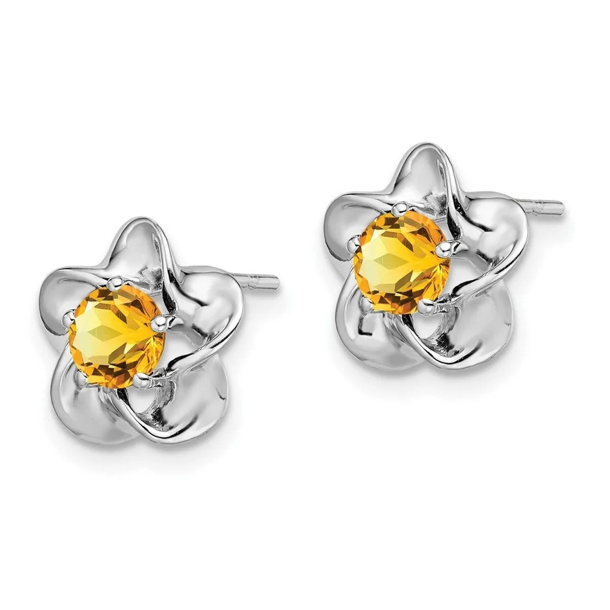 Curata 925 Sterling Silver Rhodium Plated Floral Citrine Post Earrings - 15x9mm sold by Zulily product image thumbnail 5