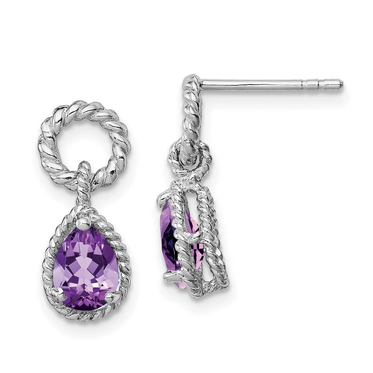 Curata 925 Sterling Silver Amethyst Pear Twisted Post Earrings - 16x7mm sold by Zulily product image thumbnail 2