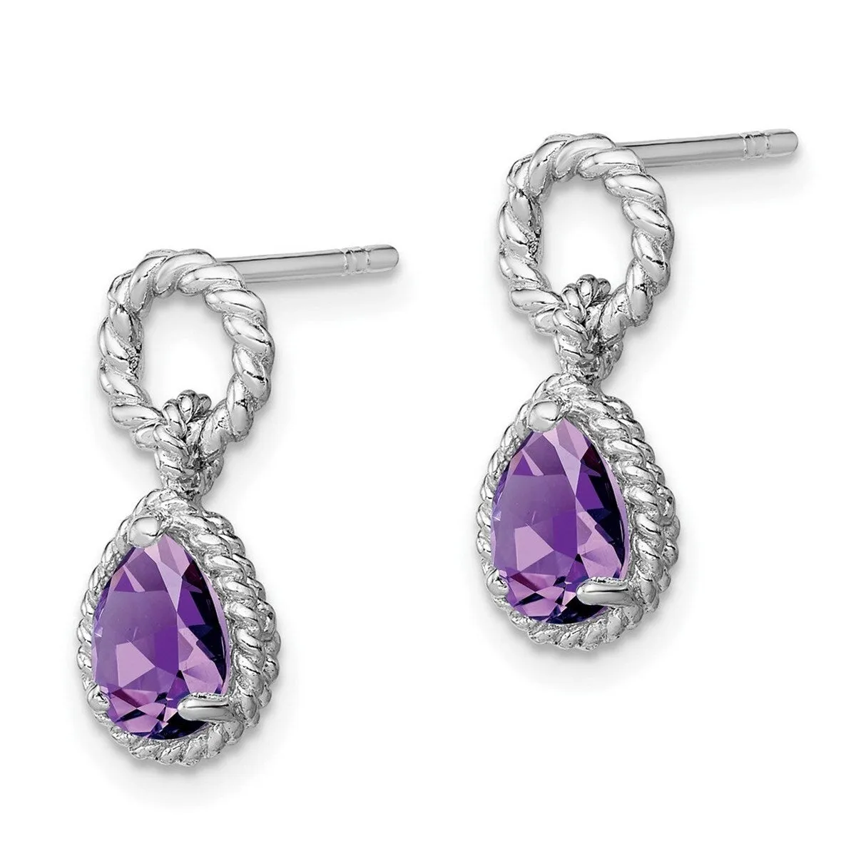 Curata 925 Sterling Silver Amethyst Pear Twisted Post Earrings - 16x7mm sold by Zulily product image thumbnail 4