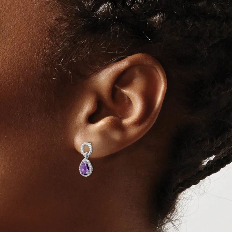 Curata 925 Sterling Silver Amethyst Pear Twisted Post Earrings - 16x7mm sold by Zulily