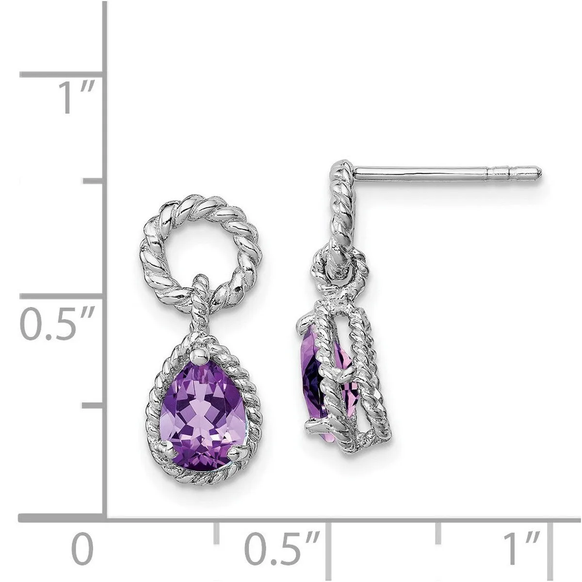 Curata 925 Sterling Silver Amethyst Pear Twisted Post Earrings - 16x7mm sold by Zulily product image thumbnail 3
