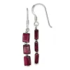 Curata 925 Sterling Silver Three Stone Garnet Dangle Hook Earrings - 37x5mm sold by Zulily