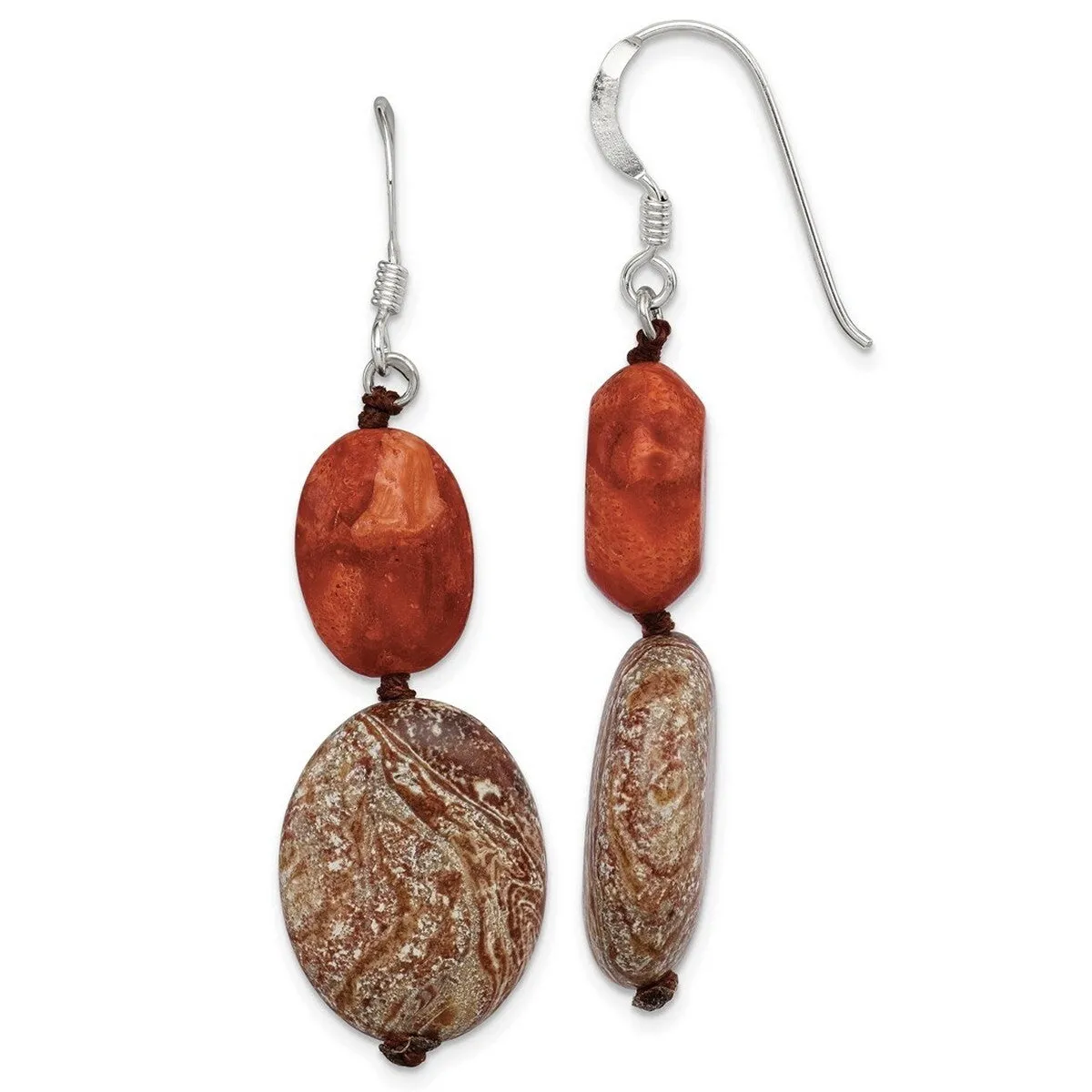 Curata 925 Sterling Silver Hook Red Simulated Red Zebra Jasper Dangle Earrings - 50x16mm sold by Zulily product image thumbnail 5
