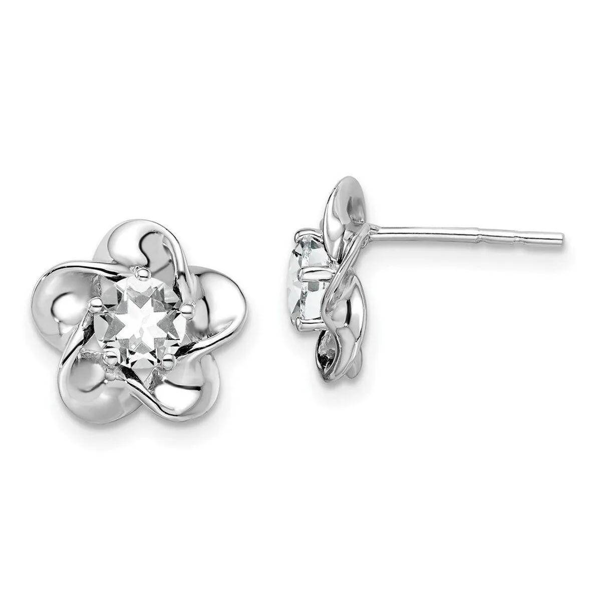 Curata 925 Sterling Silver Rhodium Plated Floral White Topaz Post Earrings - 15x9mm sold by Zulily product image thumbnail 5
