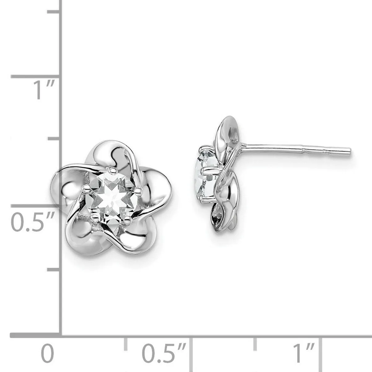Curata 925 Sterling Silver Rhodium Plated Floral White Topaz Post Earrings - 15x9mm sold by Zulily product image thumbnail 4
