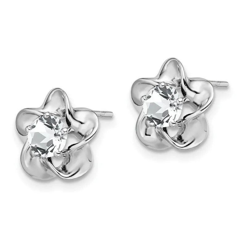 Curata 925 Sterling Silver Rhodium Plated Floral White Topaz Post Earrings - 15x9mm sold by Zulily