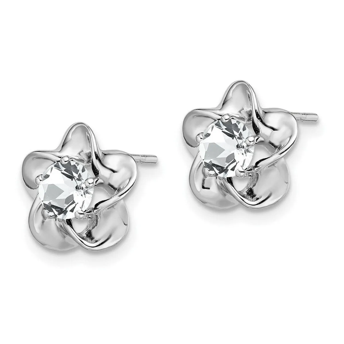 Curata 925 Sterling Silver Rhodium Plated Floral White Topaz Post Earrings - 15x9mm sold by Zulily