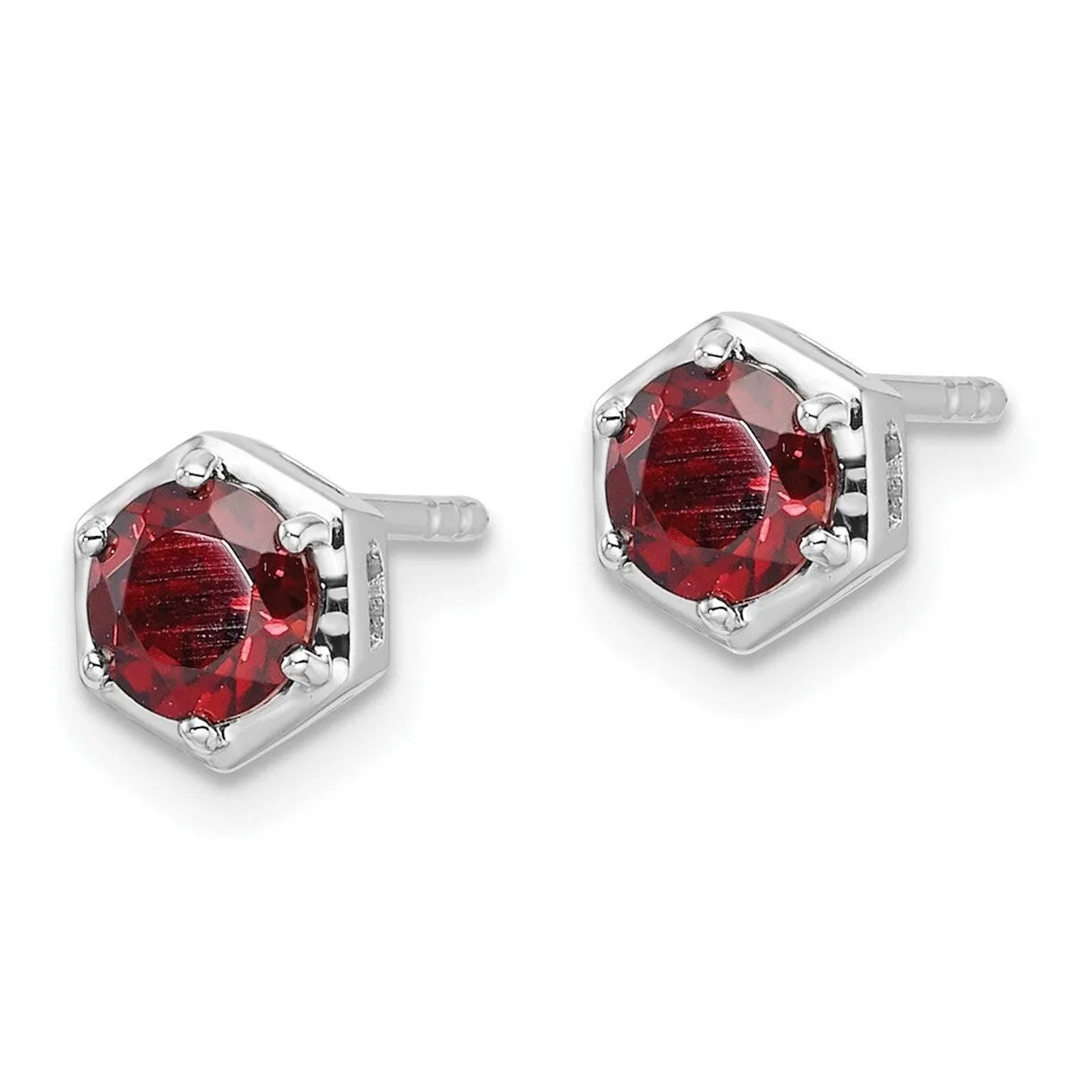 Curata 925 Sterling Silver Rhodium Plated Polished Garnet Post Earrings - 6.8x6.6mm sold by Zulily