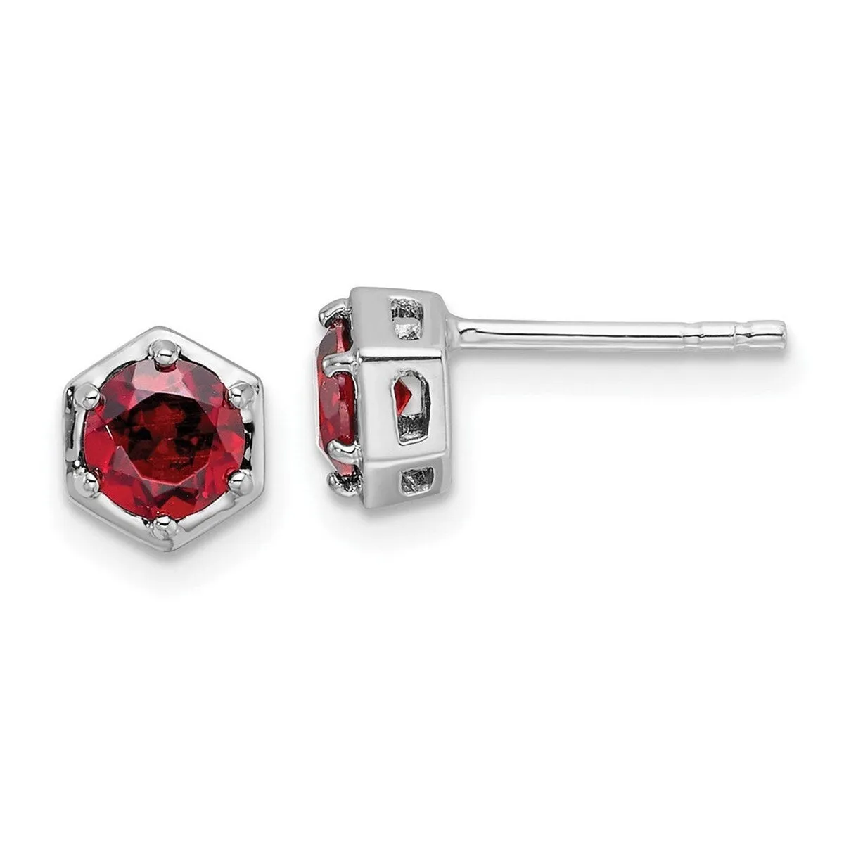 Curata 925 Sterling Silver Rhodium Plated Polished Garnet Post Earrings - 6.8x6.6mm sold by Zulily product image thumbnail 5