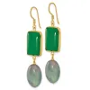 Curata 925 Sterling Silver Gold Plated Aventurine and Fluorite Dangle Earrings - 60.7x14.5mm sold by Zulily