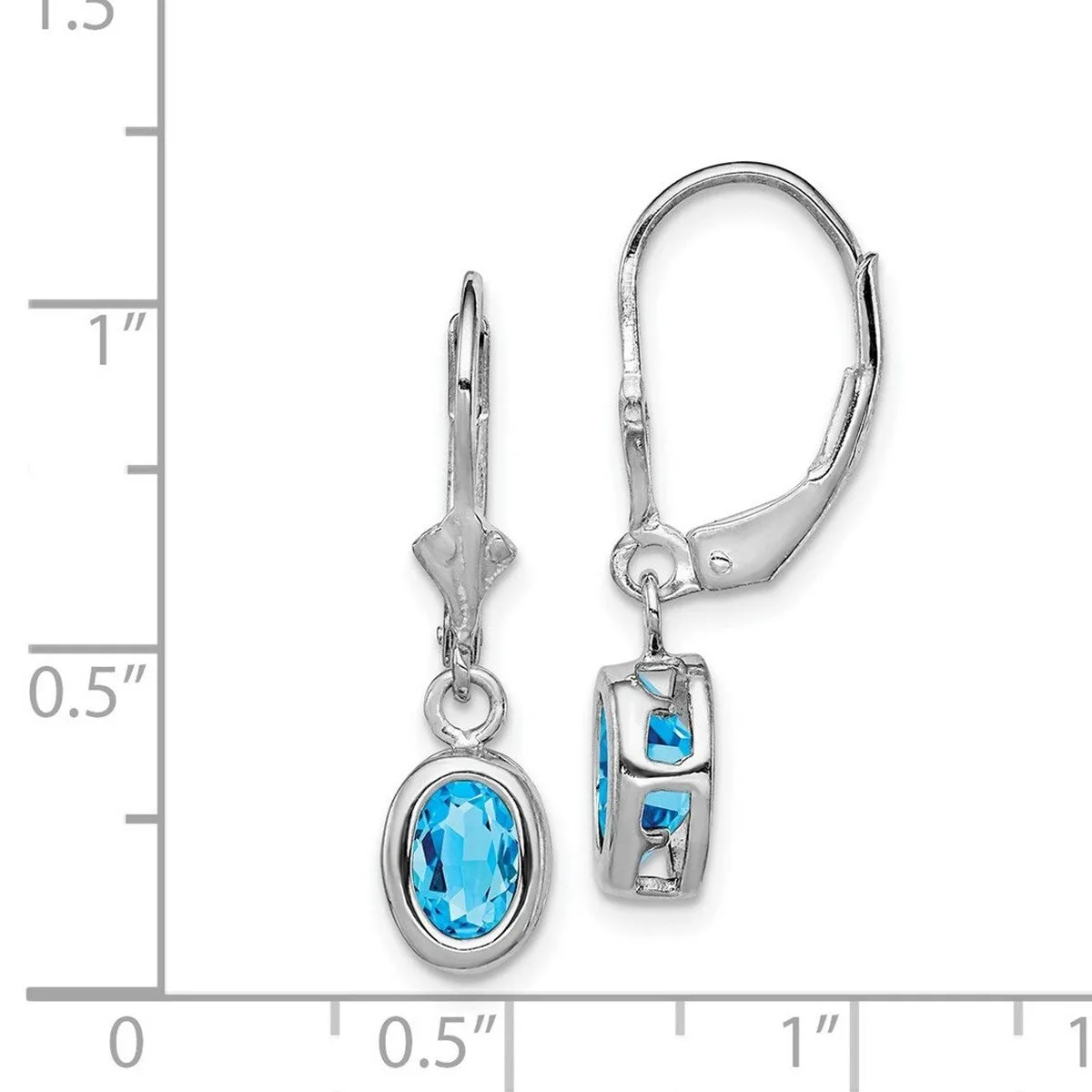 Curata 925 Sterling Silver Bezel 7x5mm Oval Blue Topaz Leverback Earrings - 28x8mm sold by Zulily product image thumbnail 4