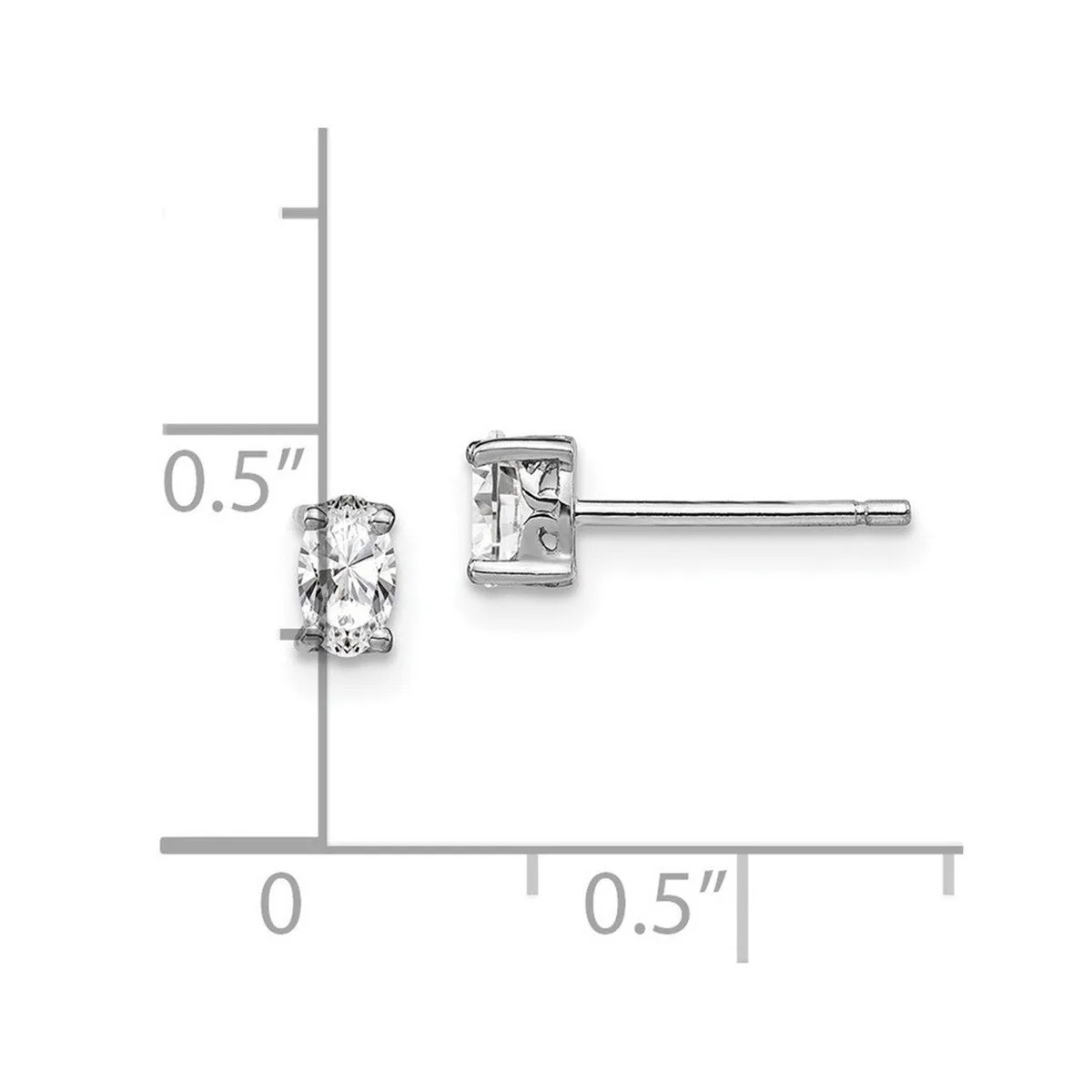 Curata 925 Sterling Silver Rhodium Plated Oval White Topaz Post Earrings - 5x3mm sold by Zulily