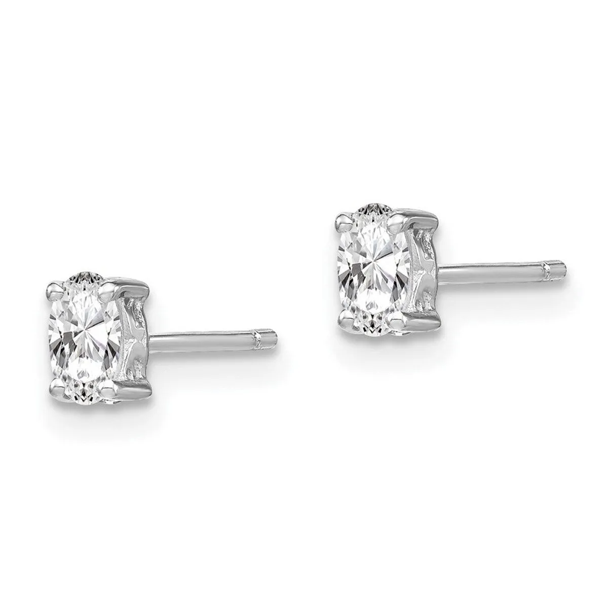 Curata 925 Sterling Silver Rhodium Plated Oval White Topaz Post Earrings - 5x3mm sold by Zulily product image thumbnail 2