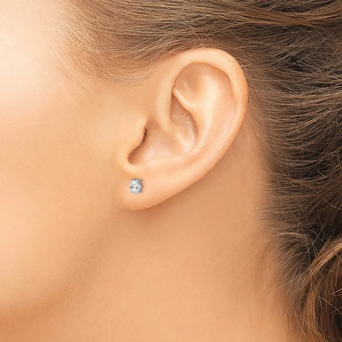 Curata 925 Sterling Silver Rhodium Plated Oval White Topaz Post Earrings - 5x3mm sold by Zulily product image thumbnail 4