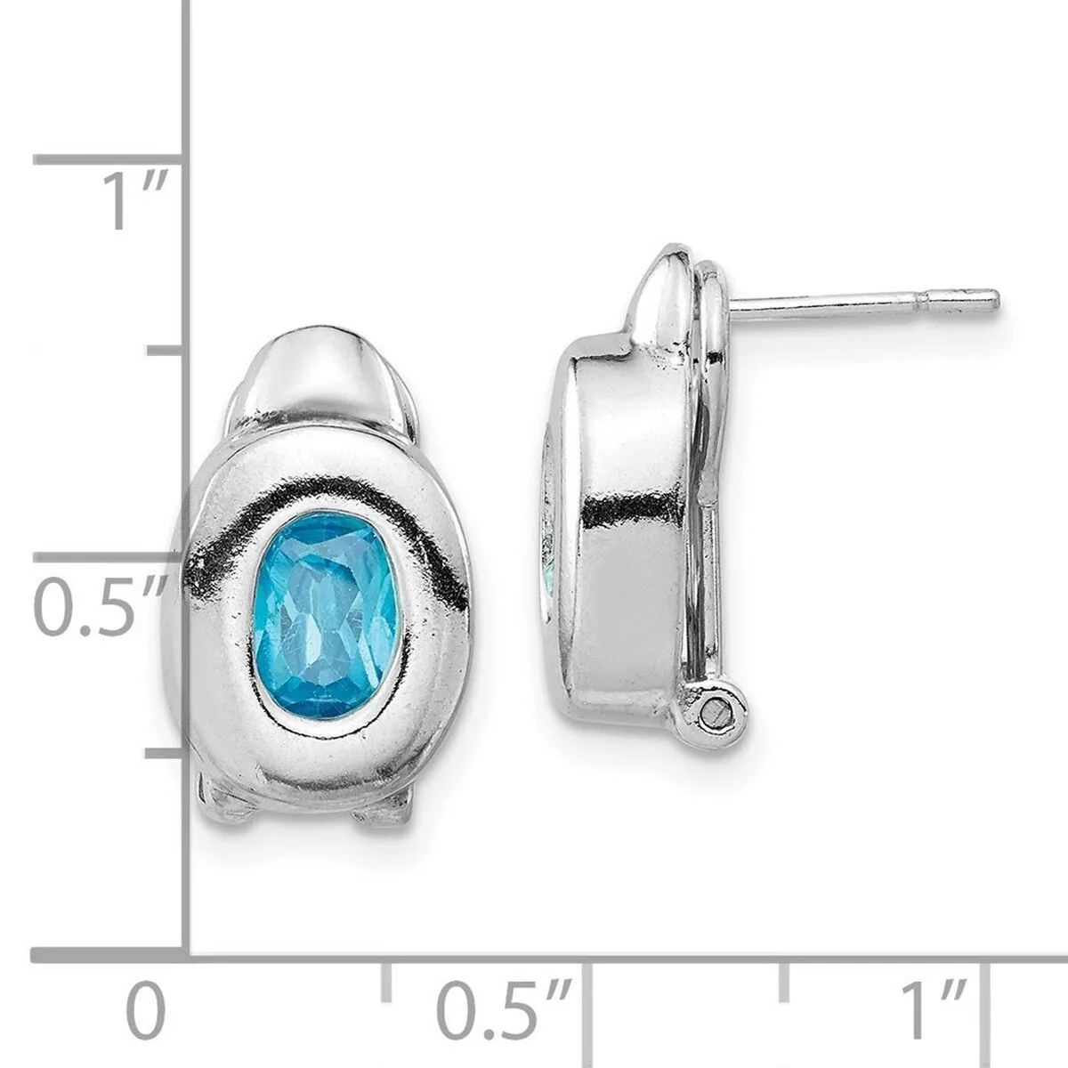 Curata 925 Sterling Silver Polished Omega back Blue Topaz Oval Earrings - 14x10mm sold by Zulily