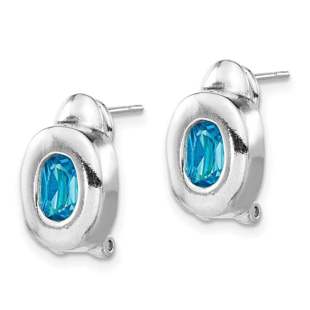 Curata 925 Sterling Silver Polished Omega back Blue Topaz Oval Earrings - 14x10mm sold by Zulily product image thumbnail 2