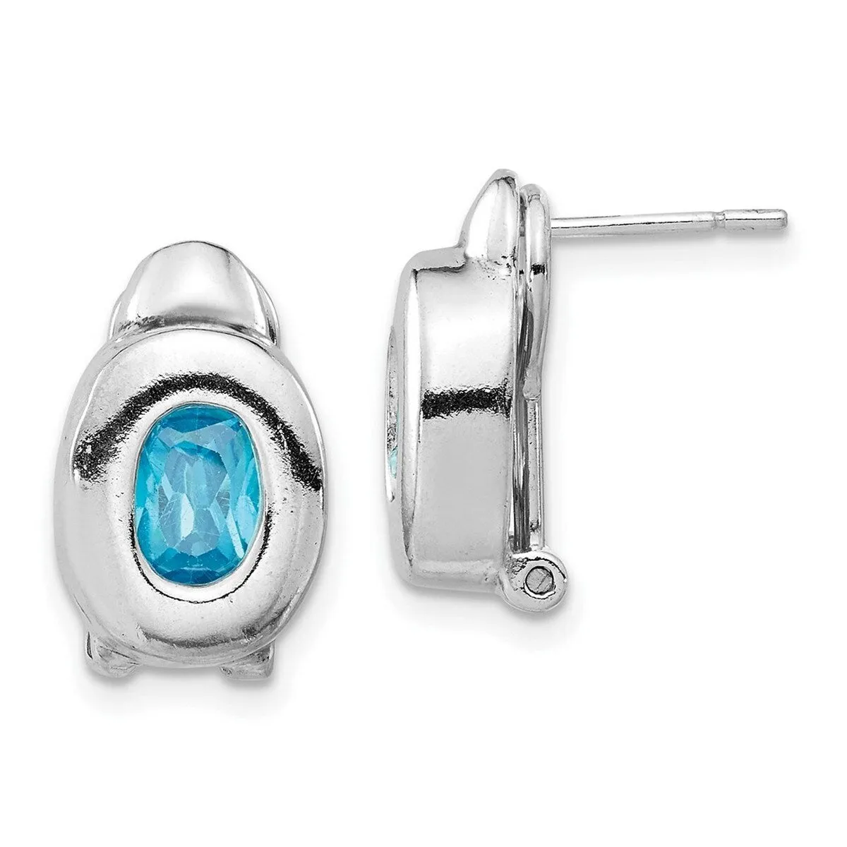 Curata 925 Sterling Silver Polished Omega back Blue Topaz Oval Earrings - 14x10mm sold by Zulily product image thumbnail 4