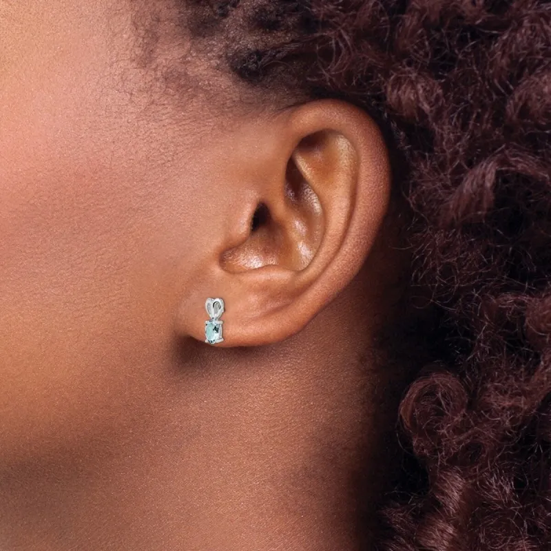 Curata 925 Sterling Silver Small Post Aquamarine Heart Earrings - 10x4mm sold by Zulily