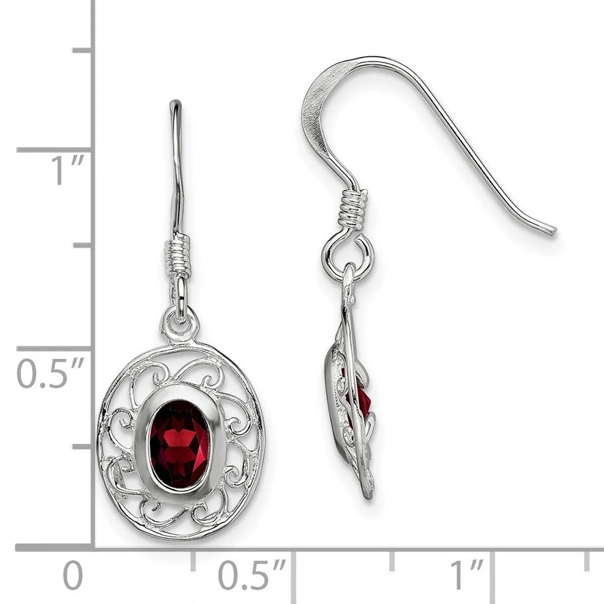 Curata 925 Sterling Silver Garnet Scroll Hook Earrings - 22x11mm sold by Zulily product image thumbnail 5