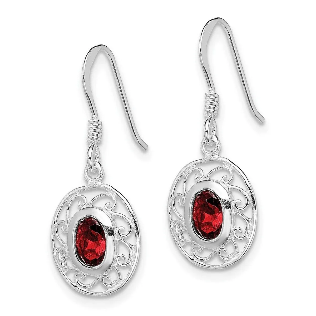 Curata 925 Sterling Silver Garnet Scroll Hook Earrings - 22x11mm sold by Zulily product image thumbnail 2