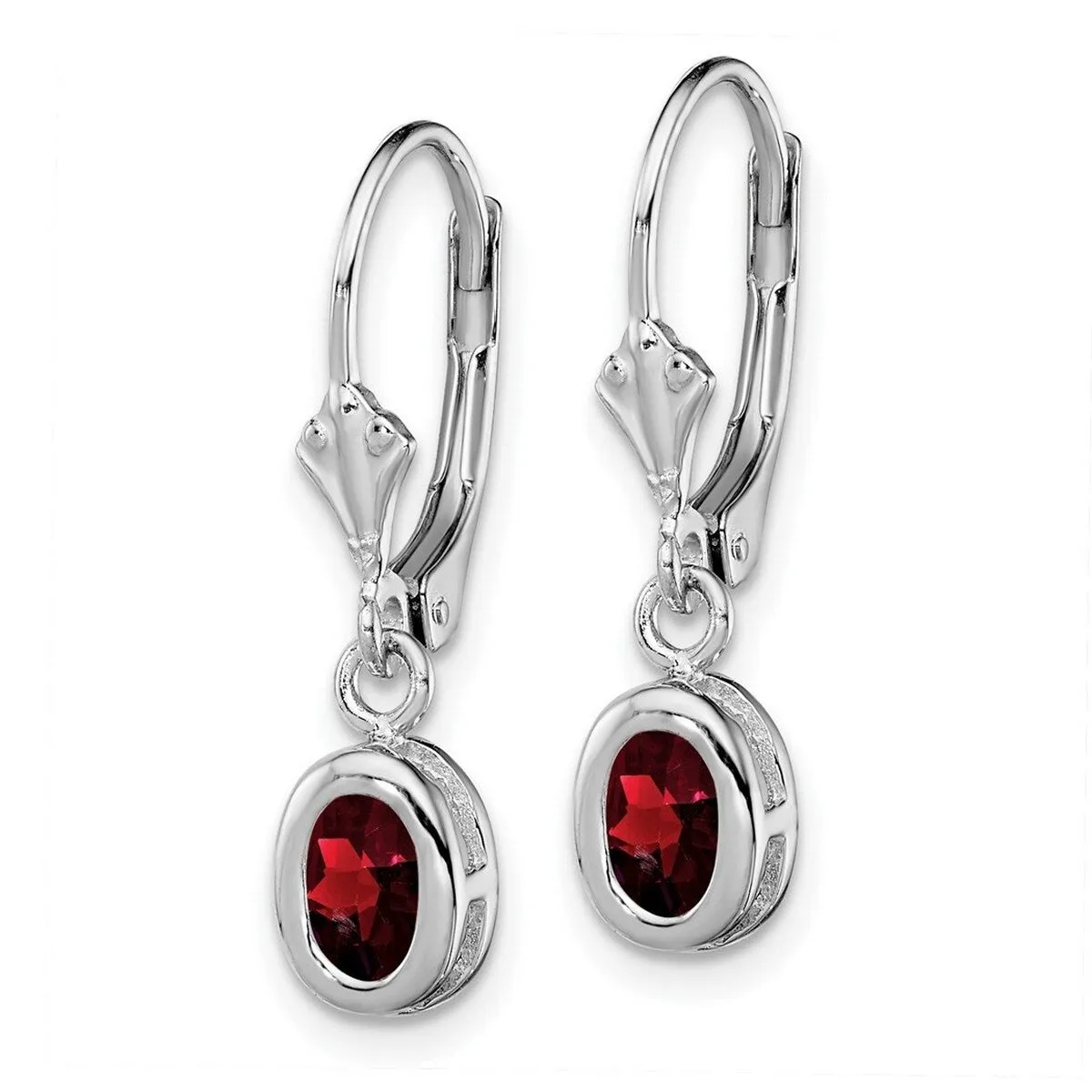 Curata 925 Sterling Silver Bezel Oval Garnet Leverback Earrings - 28x7mm sold by Zulily product image thumbnail 5
