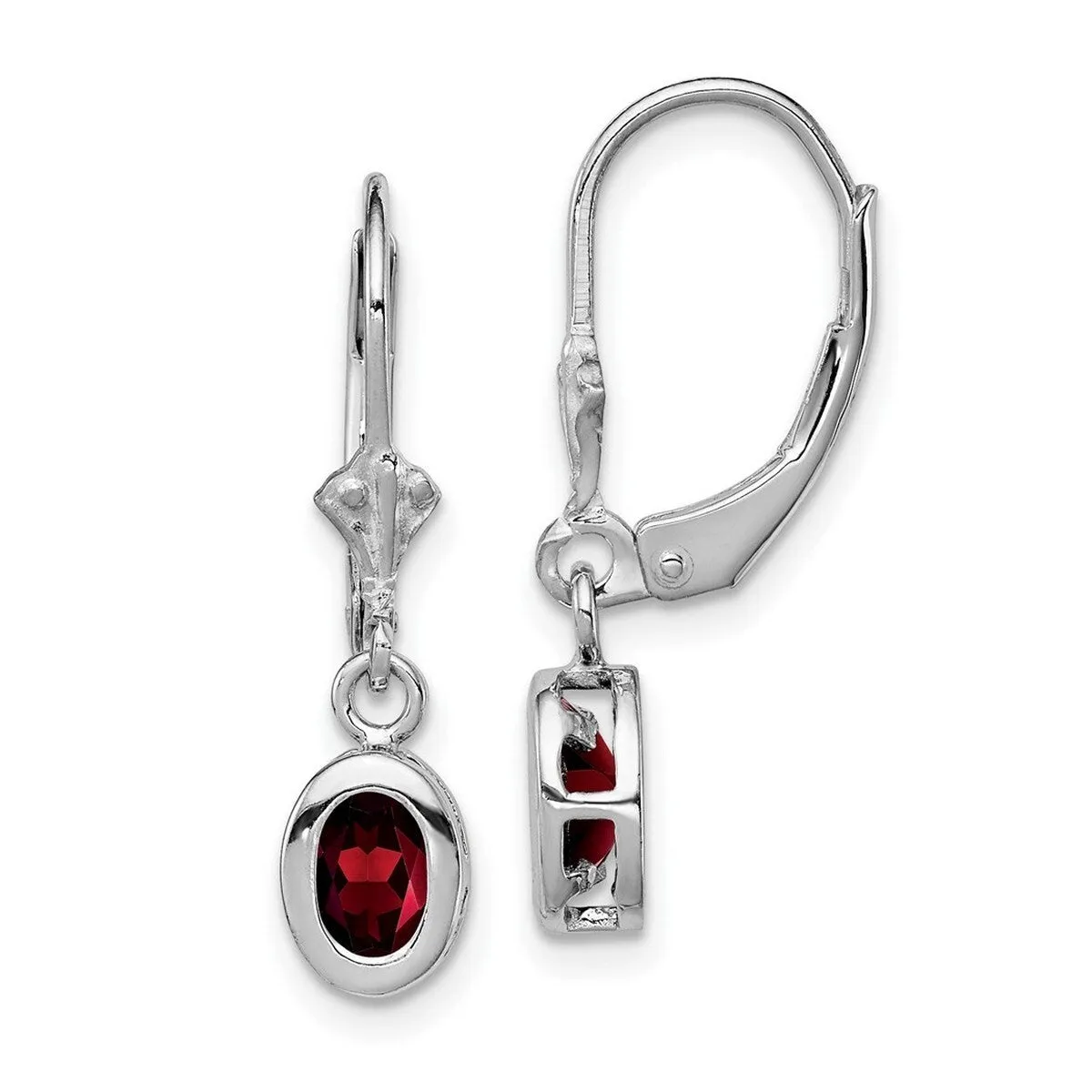 Curata 925 Sterling Silver Bezel Oval Garnet Leverback Earrings - 28x7mm sold by Zulily product image thumbnail 3