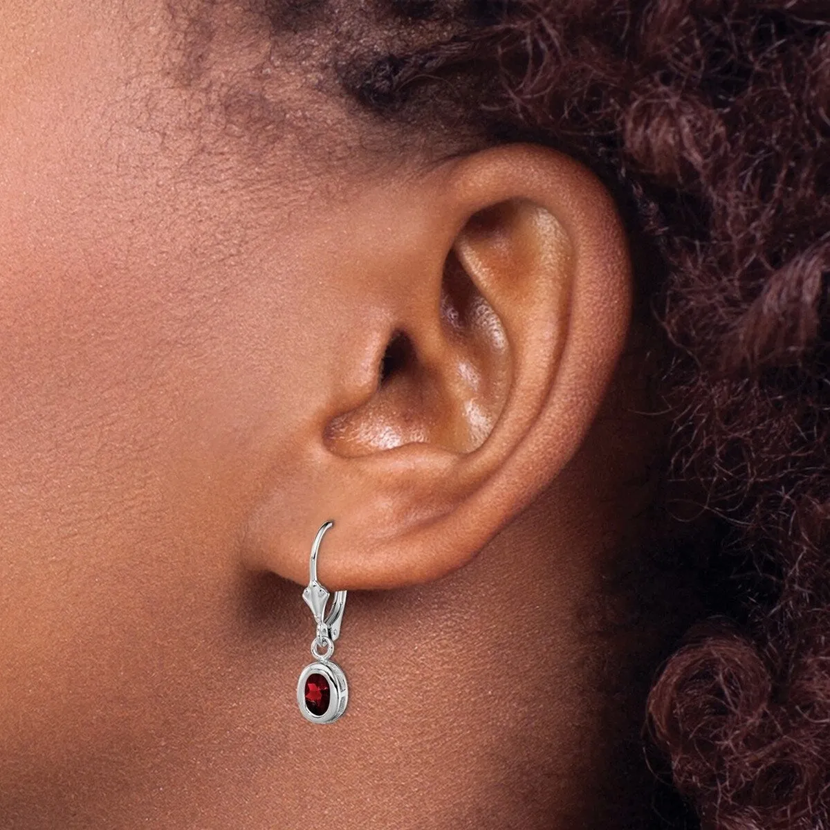Curata 925 Sterling Silver Bezel Oval Garnet Leverback Earrings - 28x7mm sold by Zulily product image thumbnail 2