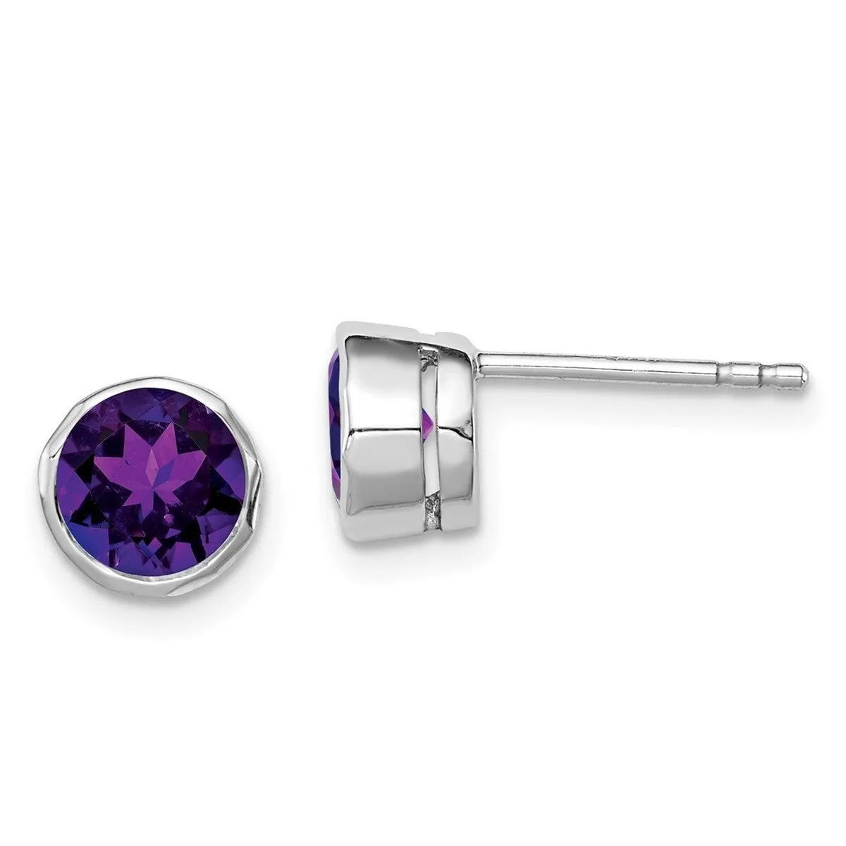 Curata 925 Sterling Silver 7mm Bezel Amethyst Post Earrings sold by Zulily product image thumbnail 5