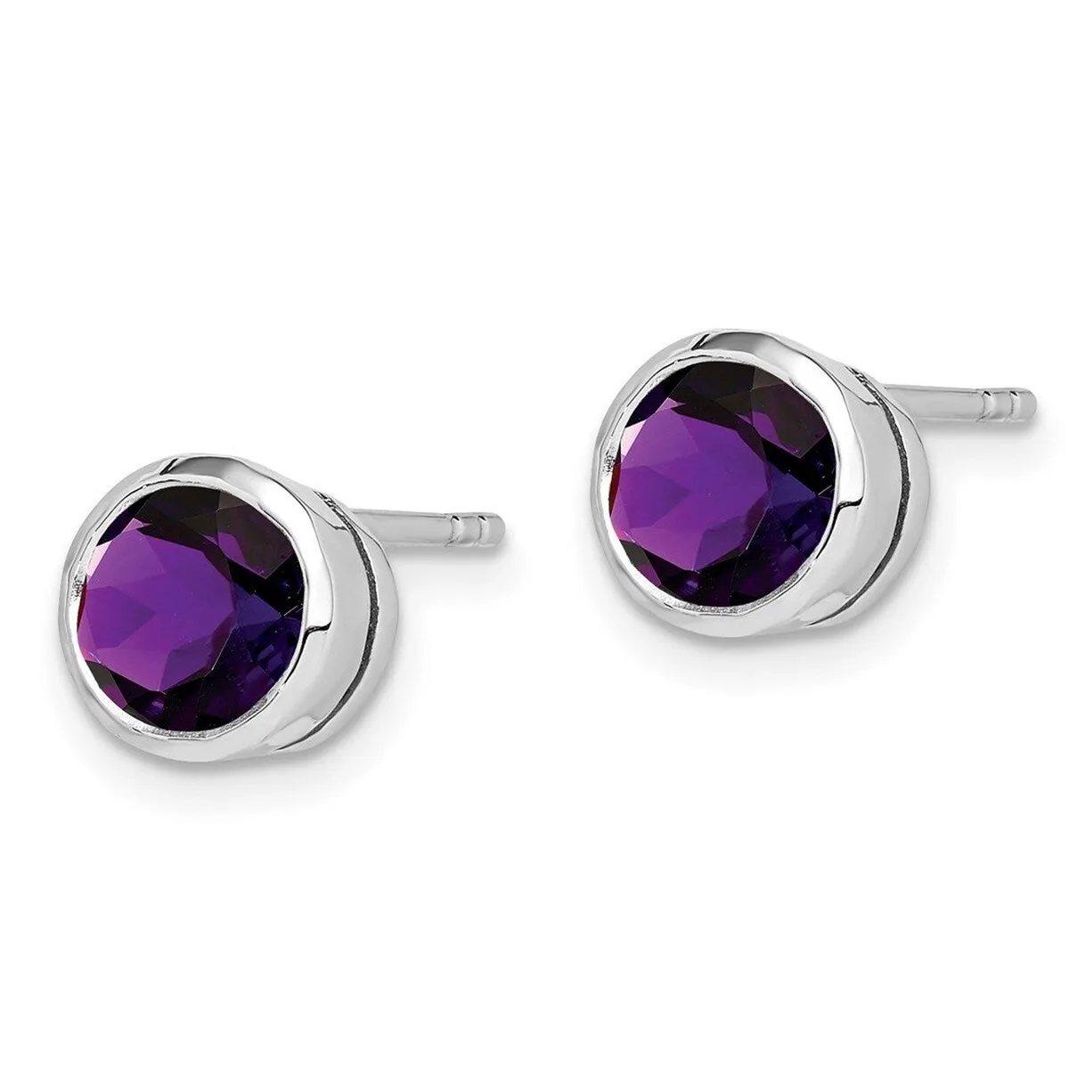 Curata 925 Sterling Silver 7mm Bezel Amethyst Post Earrings sold by Zulily product image thumbnail 2
