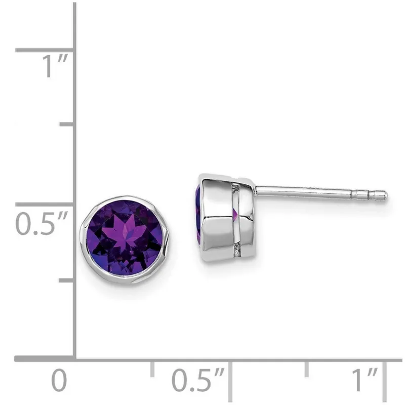 Curata 925 Sterling Silver 7mm Bezel Amethyst Post Earrings sold by Zulily