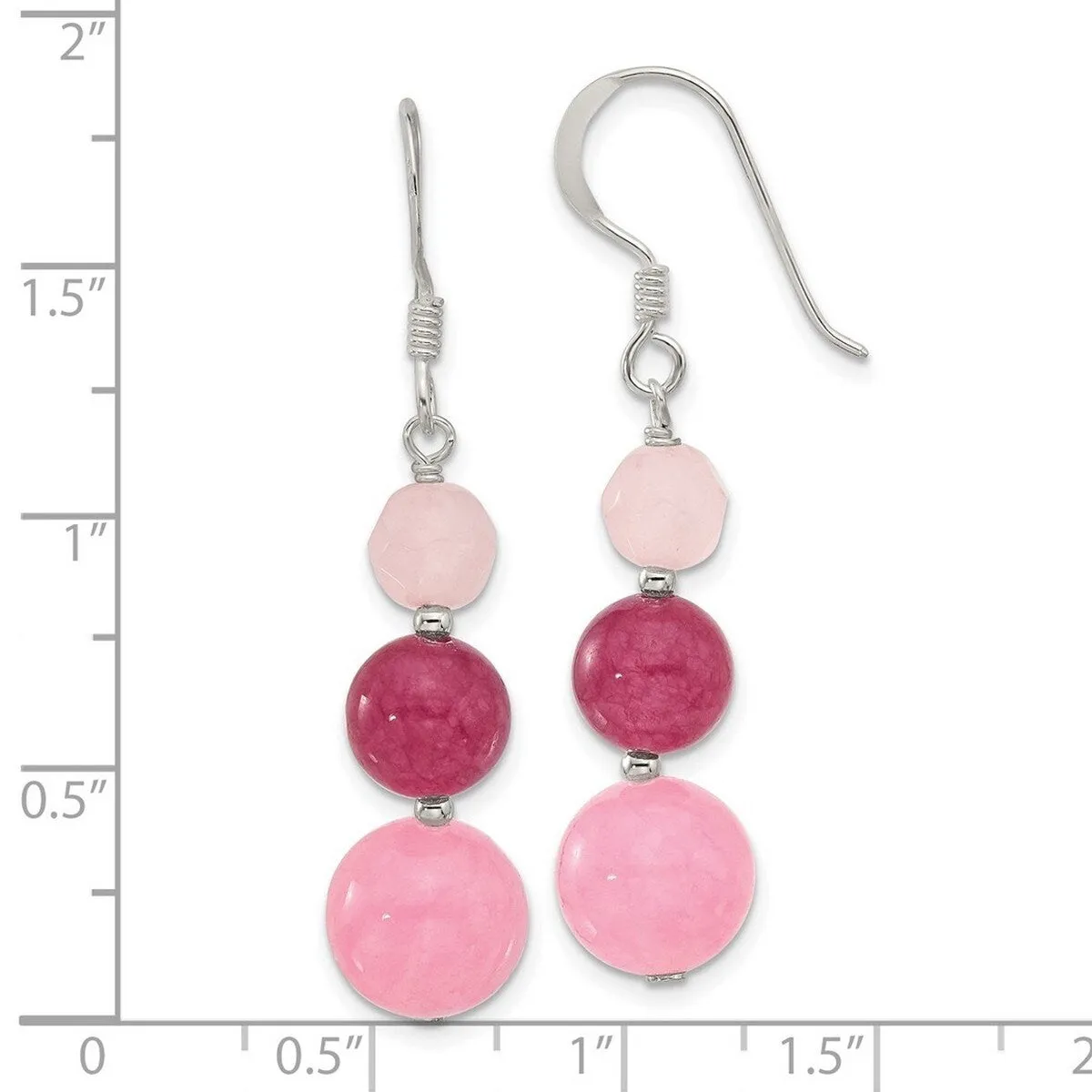 Curata 925 Sterling Silver Pink Rose Strawberry Quartz Hook Earrings - 46.5x10.2mm sold by Zulily product image thumbnail 2