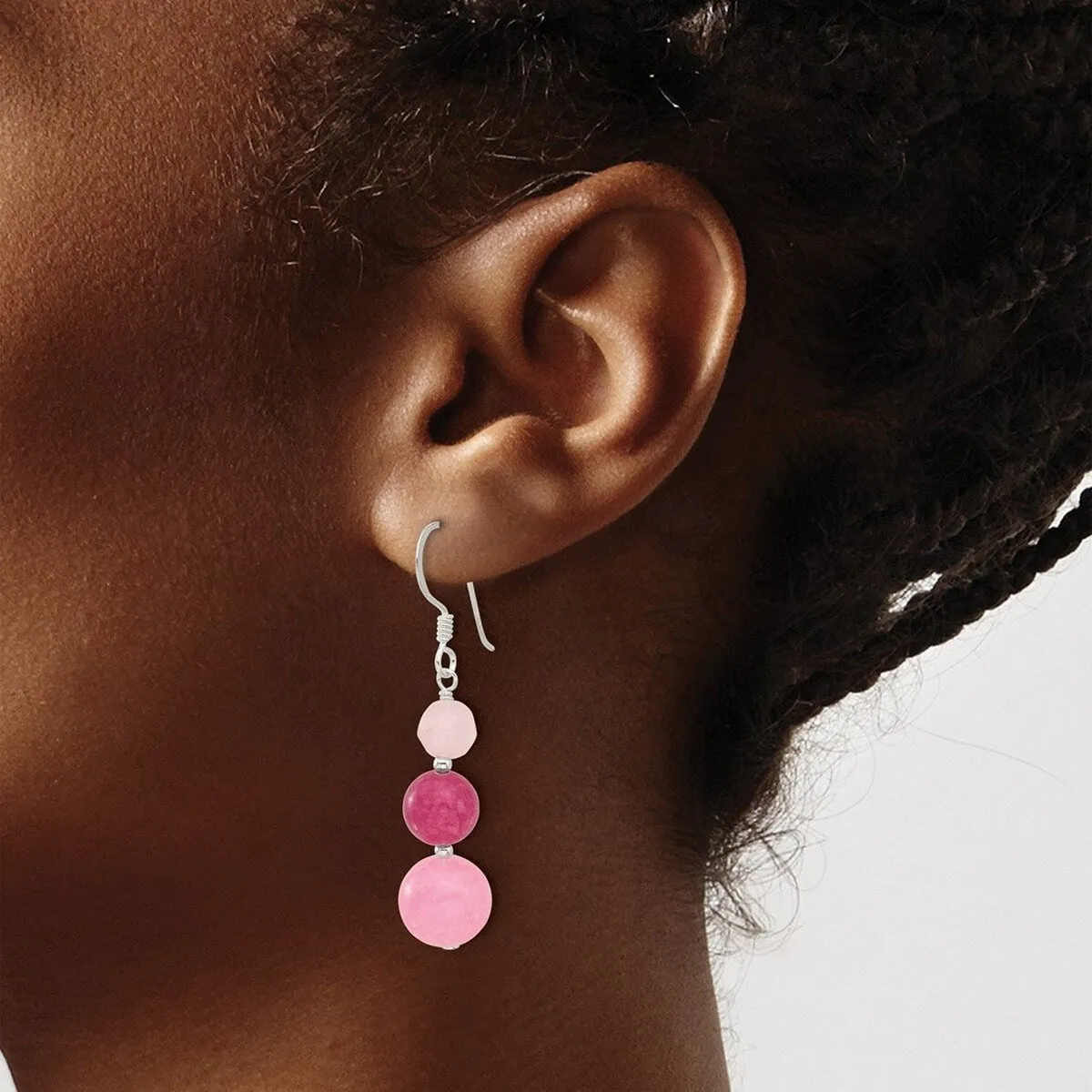 Curata 925 Sterling Silver Pink Rose Strawberry Quartz Hook Earrings - 46.5x10.2mm sold by Zulily product image thumbnail 5