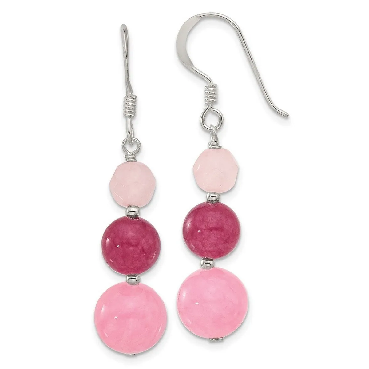 Curata 925 Sterling Silver Pink Rose Strawberry Quartz Hook Earrings - 46.5x10.2mm sold by Zulily product image thumbnail 3