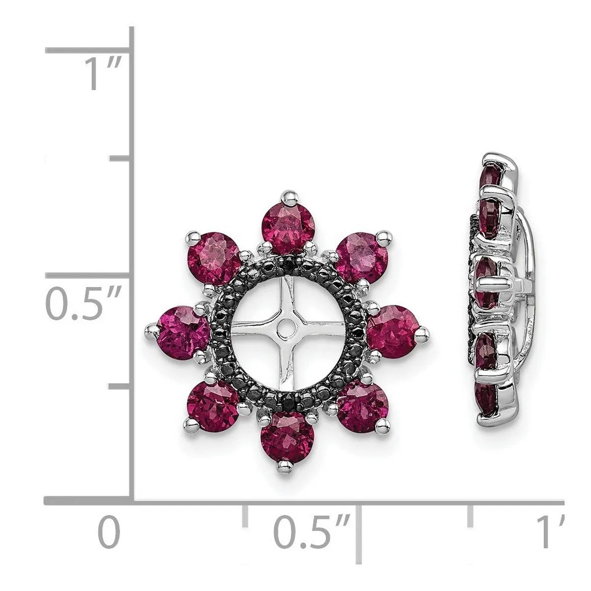 Curata 925 Sterling Silver 17mm Rhodolite Garnet and Black Sapphire Earring Jackets sold by Zulily product image thumbnail 3
