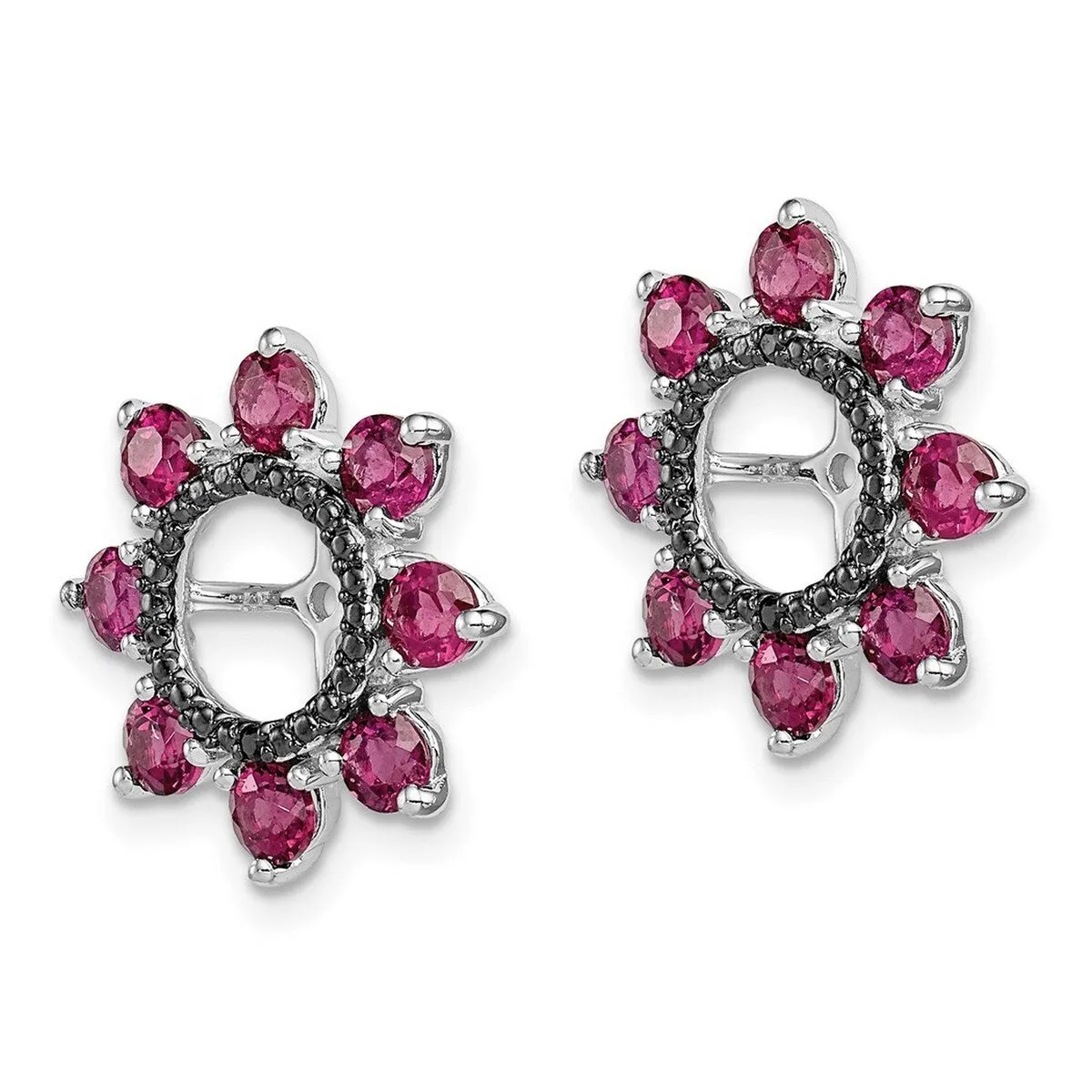 Curata 925 Sterling Silver 17mm Rhodolite Garnet and Black Sapphire Earring Jackets sold by Zulily product image thumbnail 4