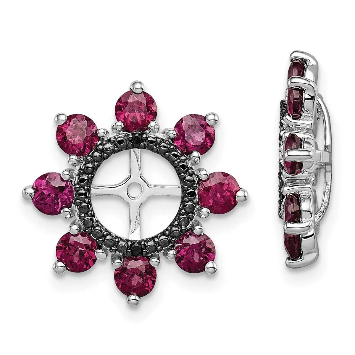 Curata 925 Sterling Silver 17mm Rhodolite Garnet and Black Sapphire Earring Jackets sold by Zulily product image thumbnail 2