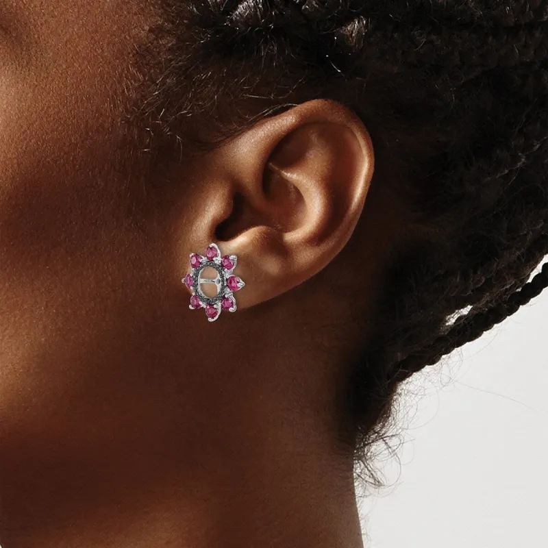 Curata 925 Sterling Silver 17mm Rhodolite Garnet and Black Sapphire Earring Jackets sold by Zulily