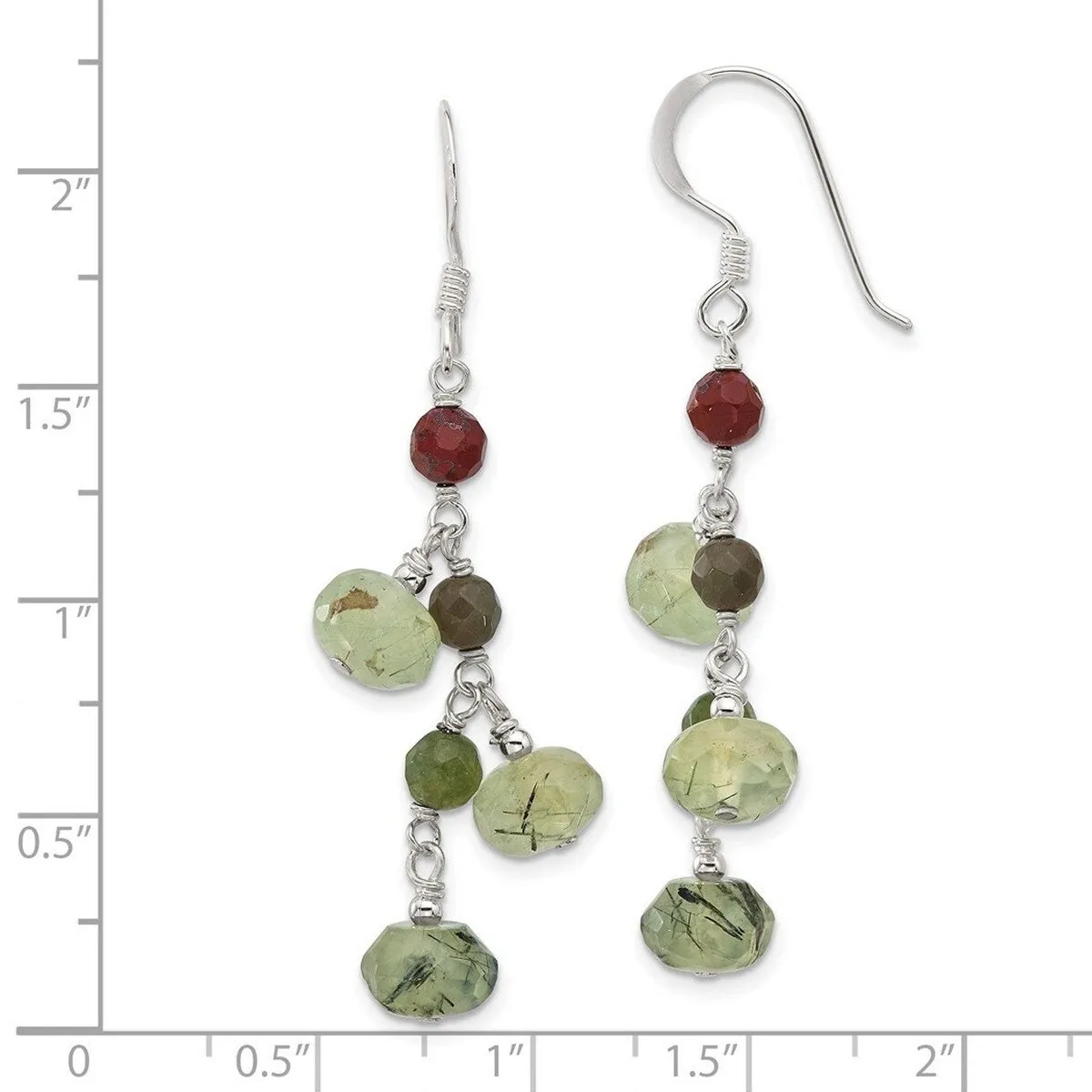 Curata 925 Sterling Silver Jasper and Prehnite Dangle Hook Earrings - 54x18mm sold by Zulily product image thumbnail 2