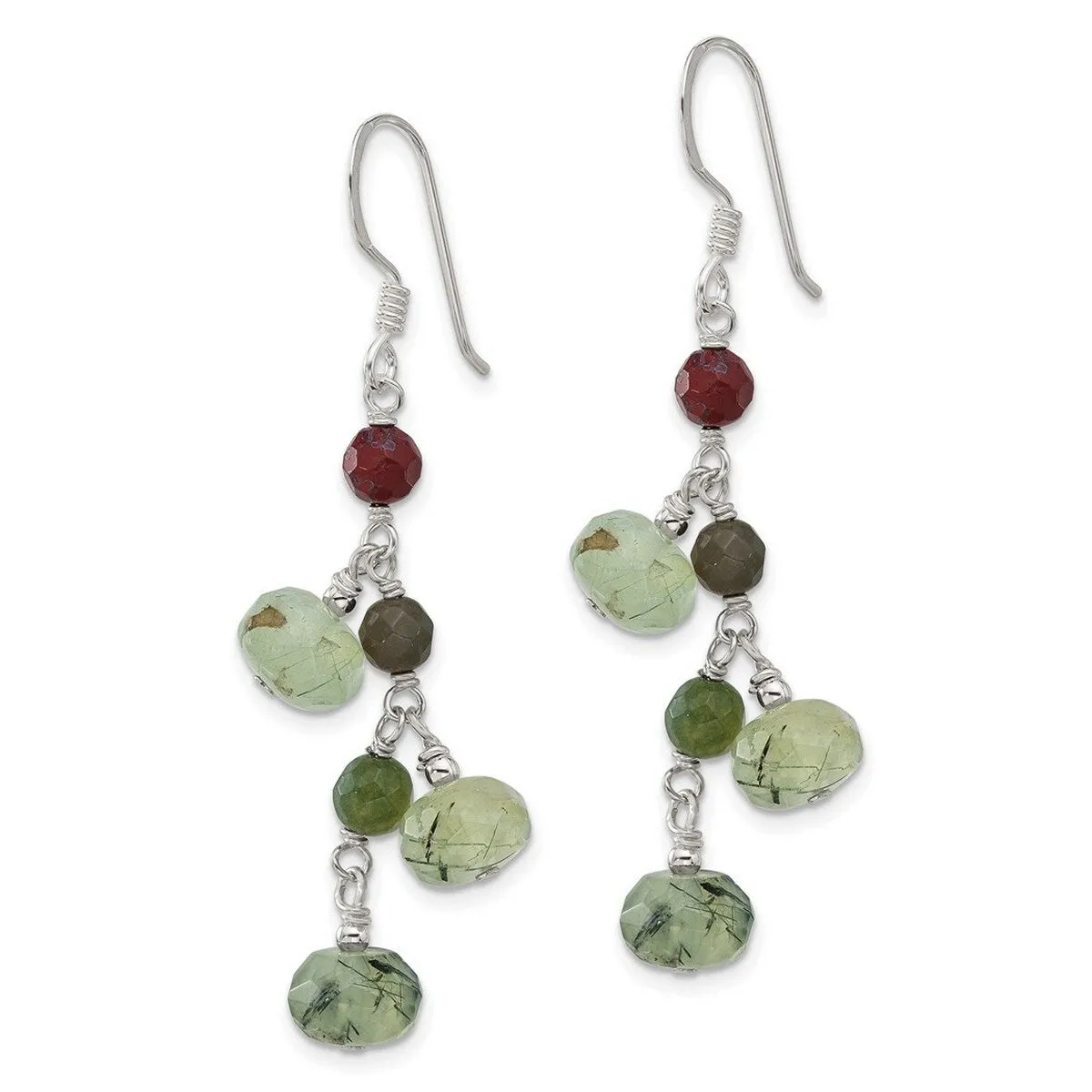Curata 925 Sterling Silver Jasper and Prehnite Dangle Hook Earrings - 54x18mm sold by Zulily product image thumbnail 4