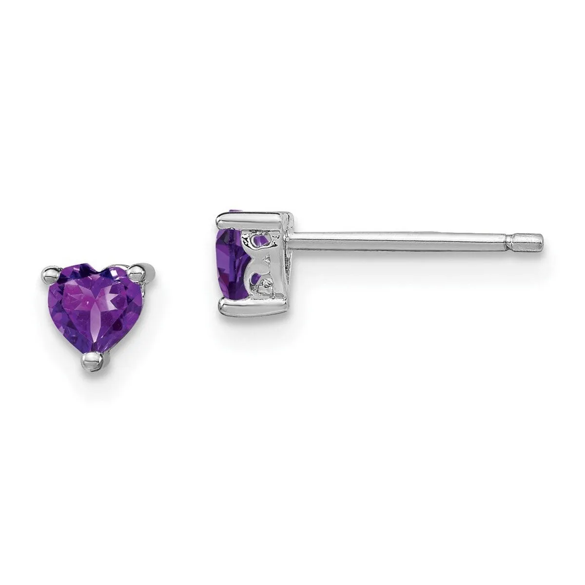 Curata 925 Sterling Silver 4.5mm Heart Amethyst Post Earrings sold by Zulily product image thumbnail 4