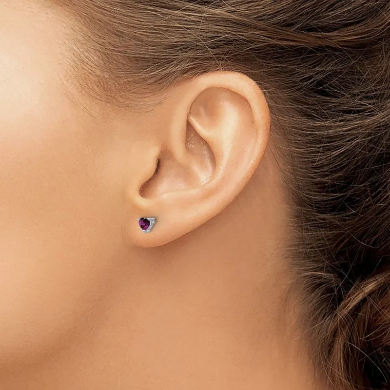 Curata 925 Sterling Silver 4.5mm Heart Amethyst Post Earrings sold by Zulily