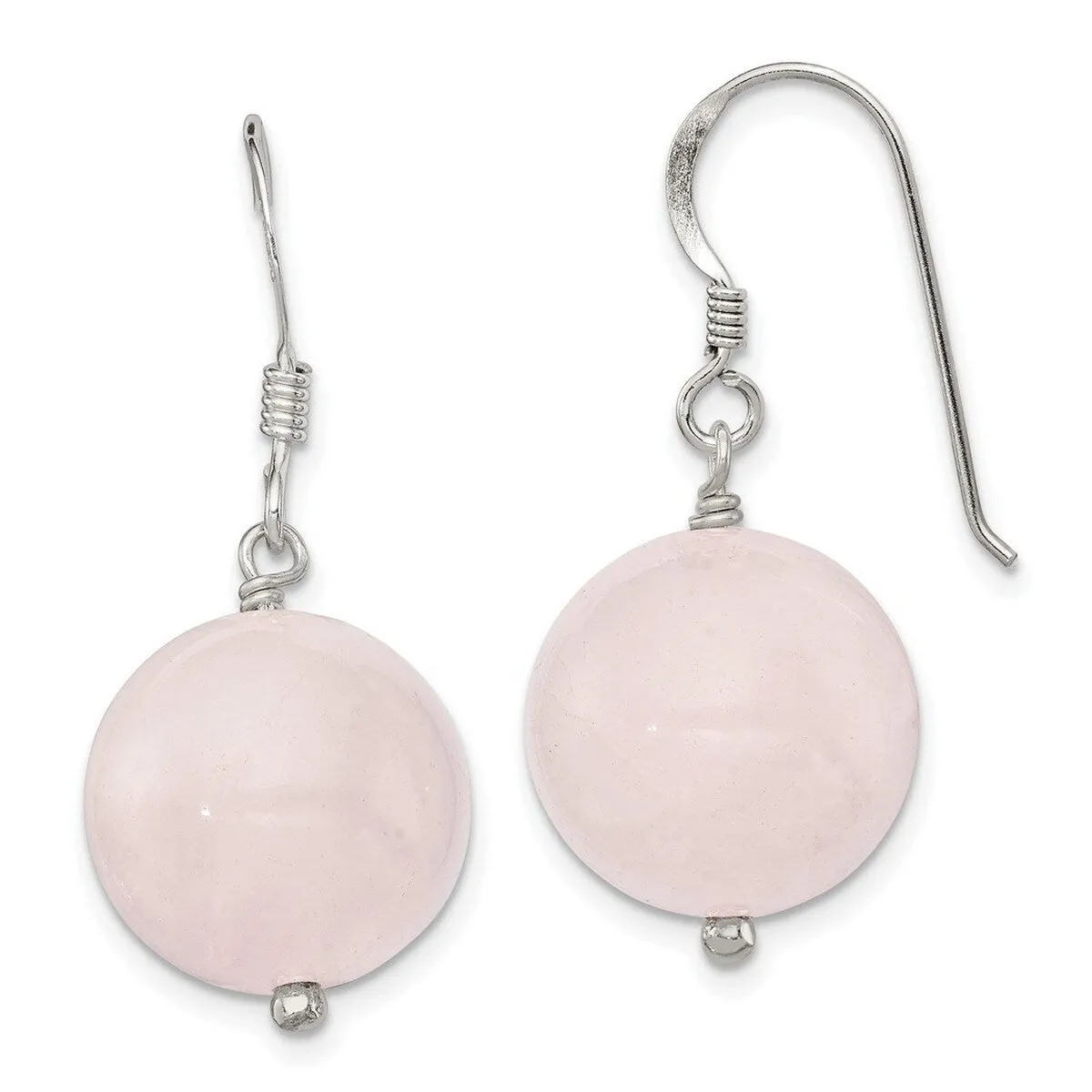 Curata 925 Sterling Silver Hook 14mm Rose Quartz Bead Earrings - 26x14mm sold by Zulily
