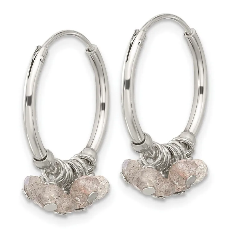 Curata 925 Sterling Silver Labradorite Beaded Endless Hoop Earrings - 21x18mm sold by Zulily