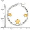 Curata 925 Sterling Silver Gold Plated 32x2mm Stars Hoop Earrings sold by Zulily