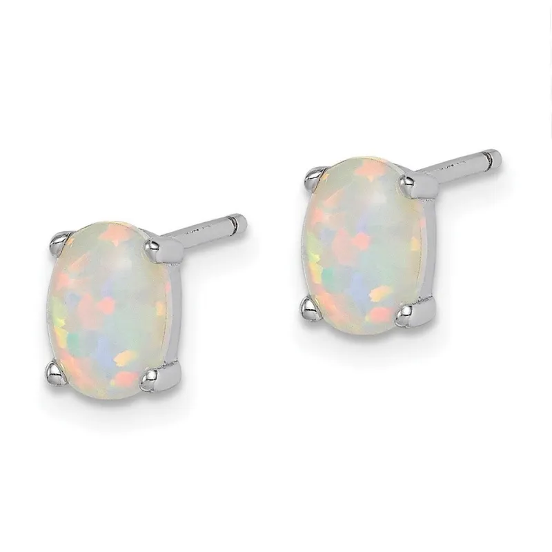 Curata 925 Sterling Silver Polished Post Simulated Opal 18"Necklace and Earrings Set sold by Zulily