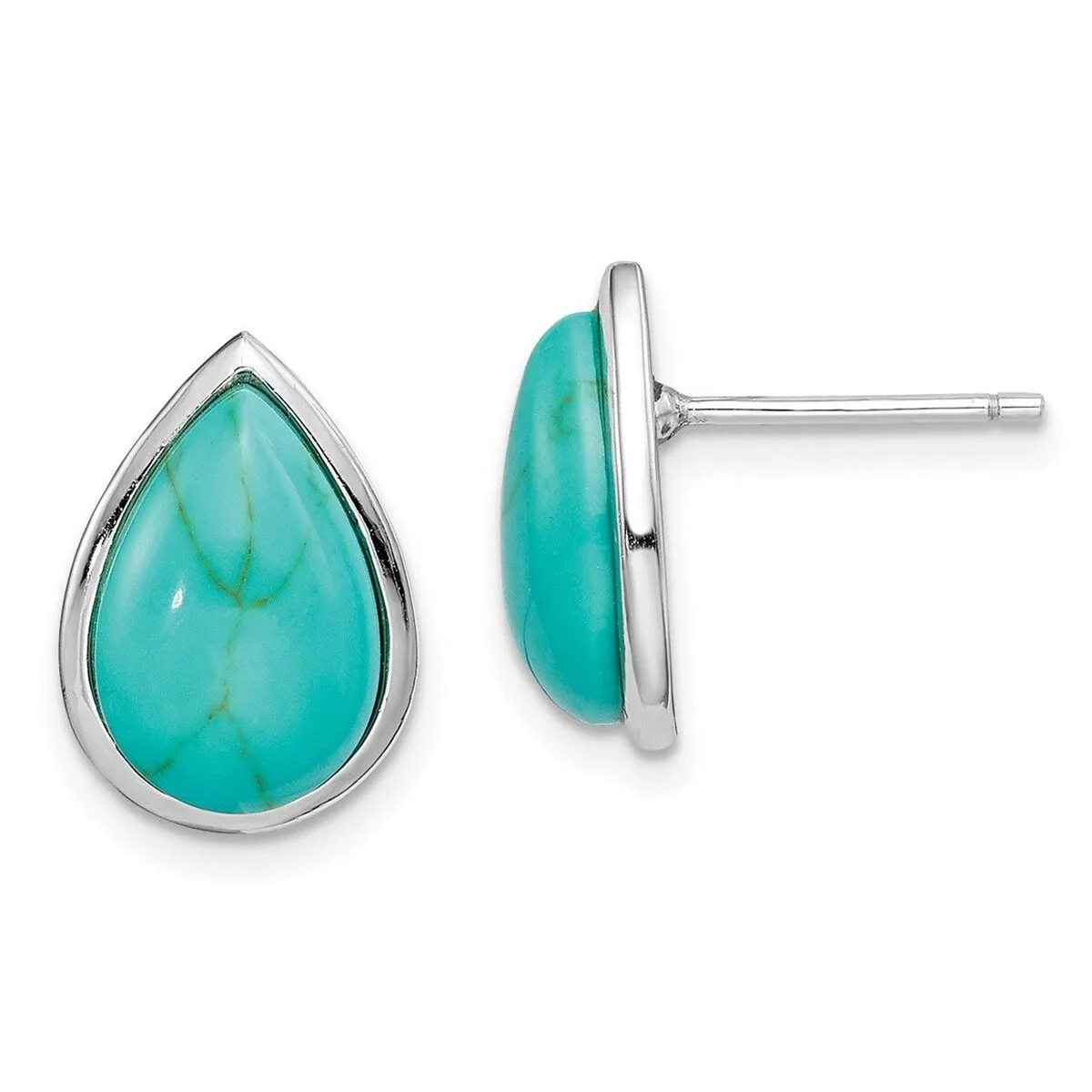 Curata 925 Sterling Silver Rhodium Plated Simulated Turquoise Teardrop Post Earrings - 14.13x10.13mm sold by Zulily product image thumbnail 3