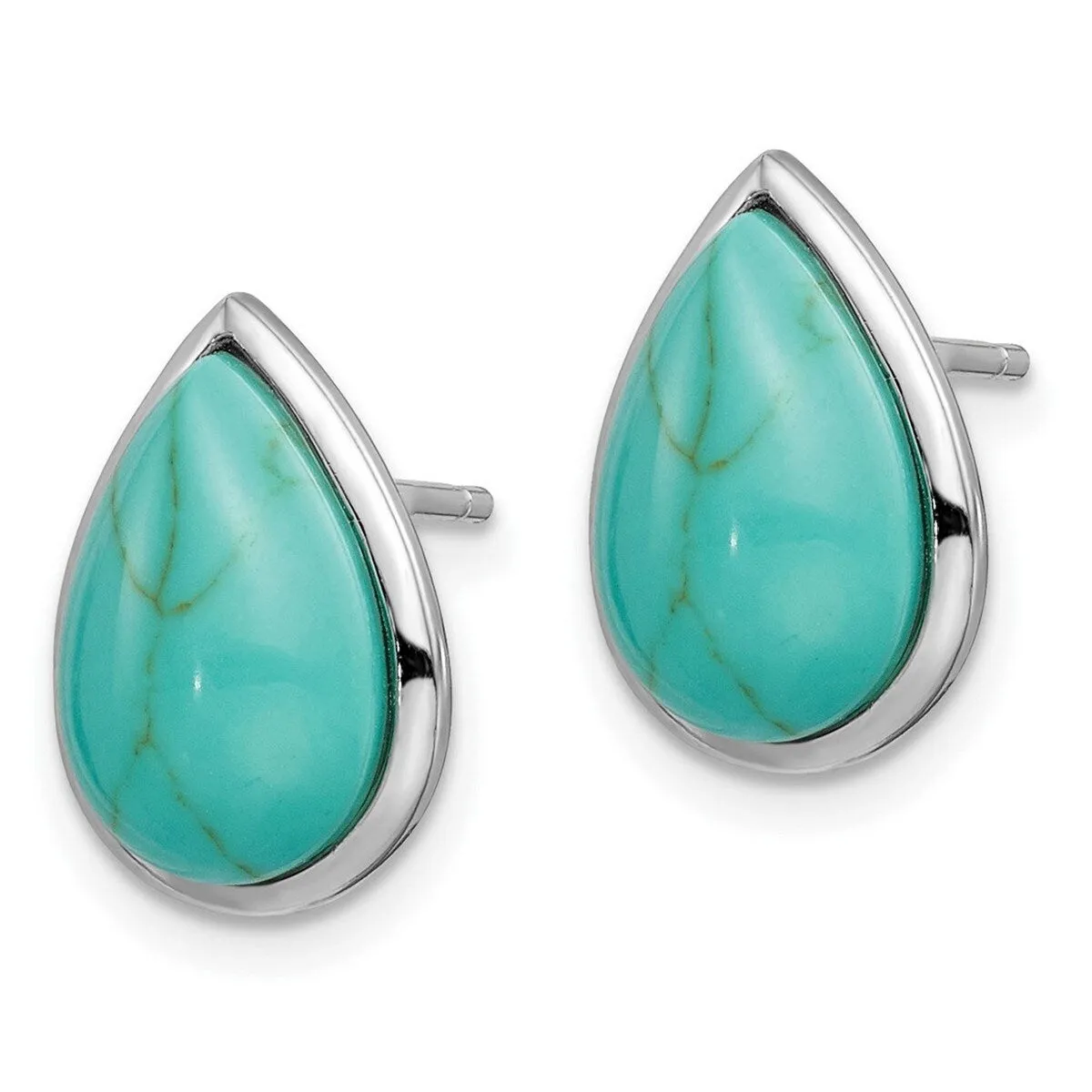 Curata 925 Sterling Silver Rhodium Plated Simulated Turquoise Teardrop Post Earrings - 14.13x10.13mm sold by Zulily product image thumbnail 4