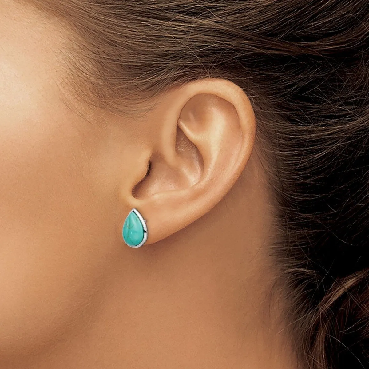 Curata 925 Sterling Silver Rhodium Plated Simulated Turquoise Teardrop Post Earrings - 14.13x10.13mm sold by Zulily product image thumbnail 5