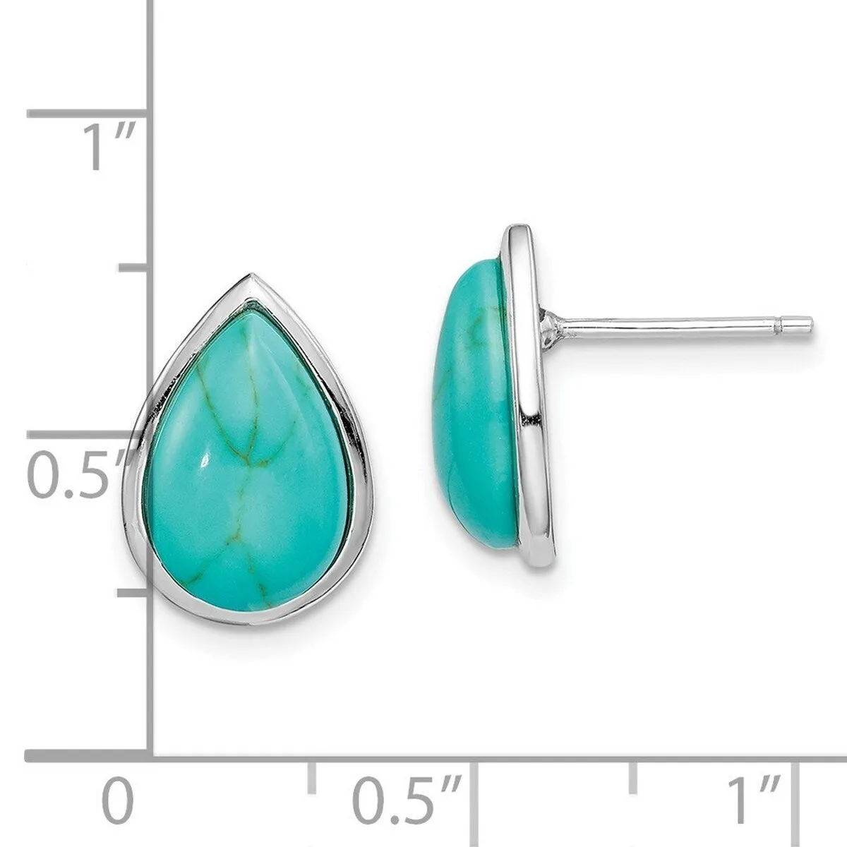 Curata 925 Sterling Silver Rhodium Plated Simulated Turquoise Teardrop Post Earrings - 14.13x10.13mm sold by Zulily product image thumbnail 2