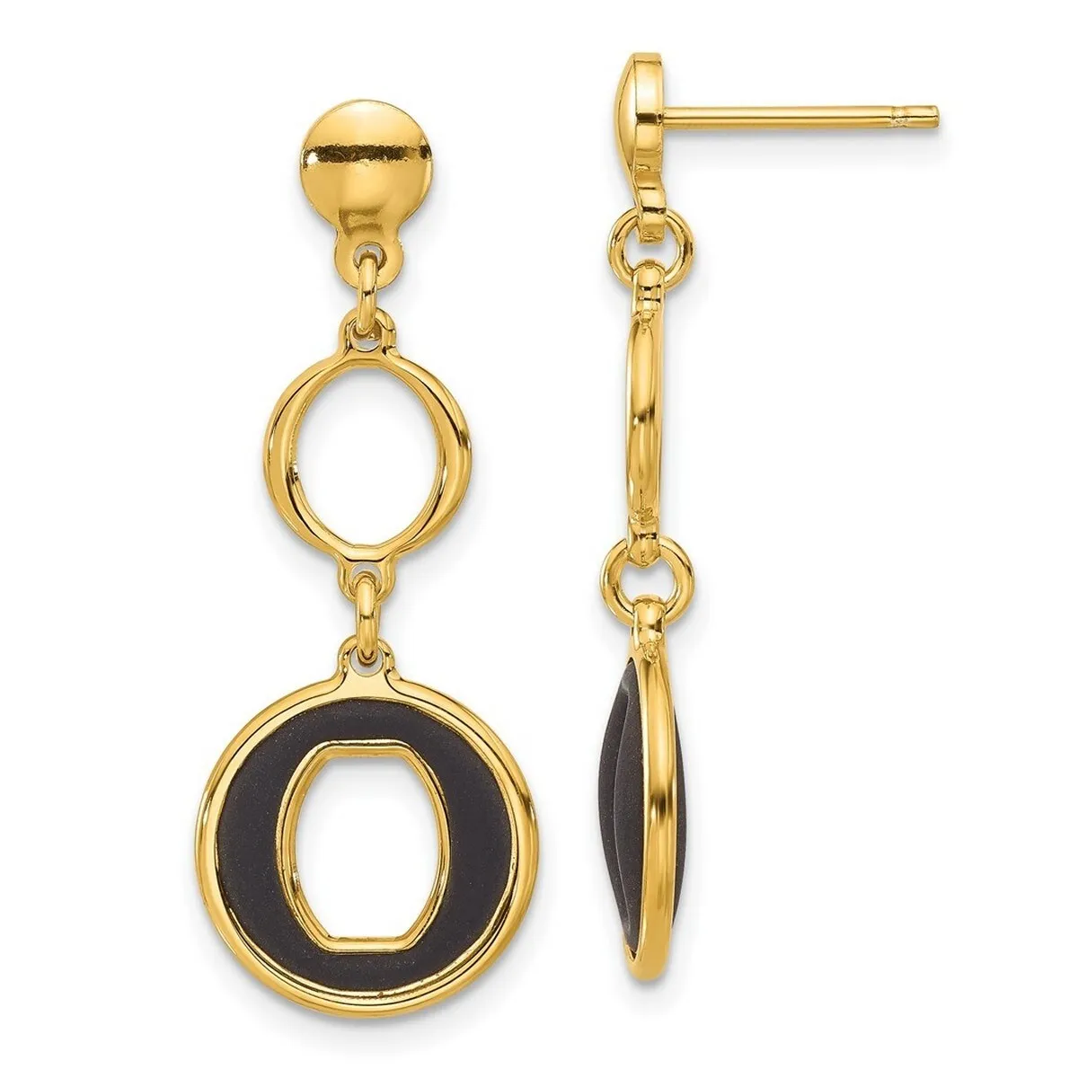 Curata 925 Sterling Silver Gold Plated Black Circle Post Dangle Earrings - 31.55x12.86mm sold by Zulily product image thumbnail 5